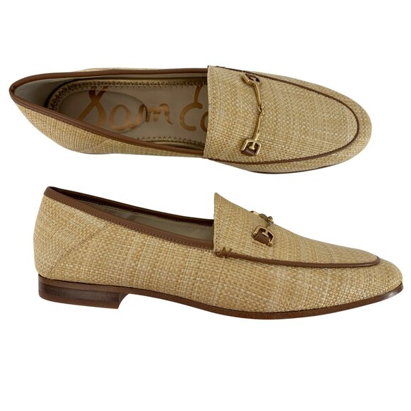 New Sam Edelman Womens Natural Raffia Loafers Gold Bit Detail Size 10M Slip On - Picture 3 of 14